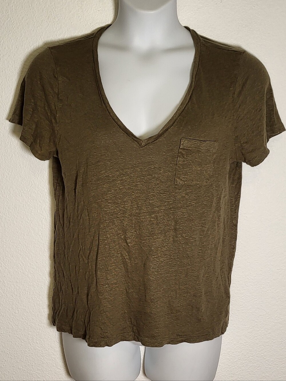 J. Crew 100% Linen Whisper Pocket V-neck T Shirt size XLarge